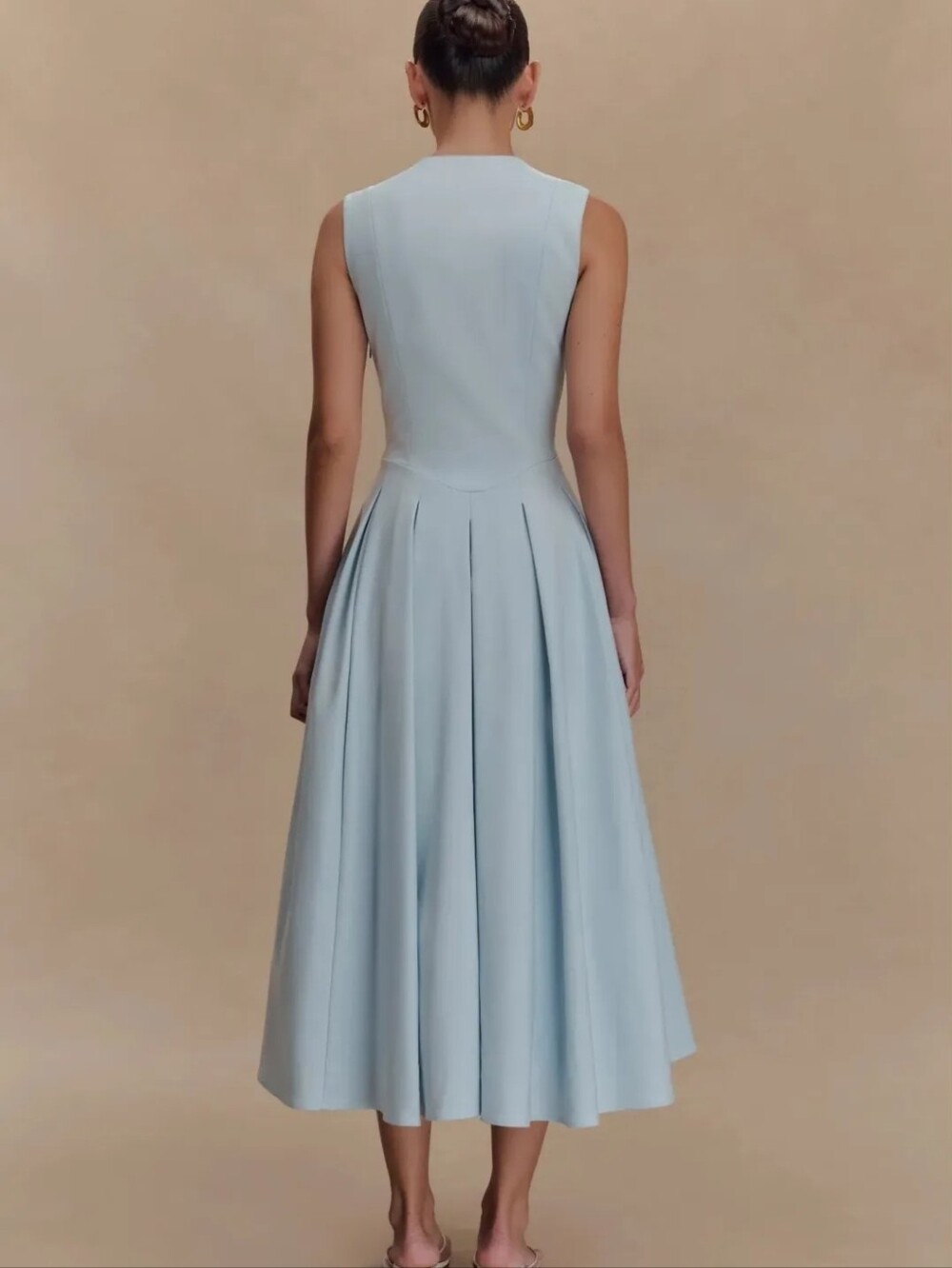 MESHKI Keely Cotton Sleeveless Midi Dress | Sky Blue | Size Medium | NWT - Picture 11 of 15